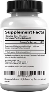Suplemento de resveratrol micronizado antioxidante 60 unidad