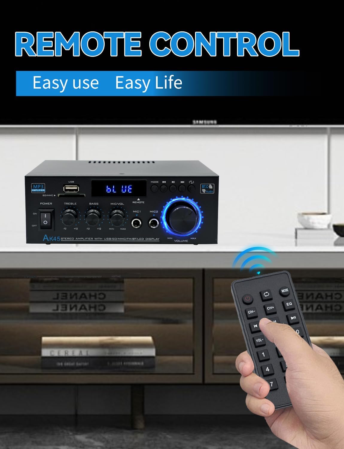 Amplificador de audio estéreo 400W, Bluetooth 5.0, AK45