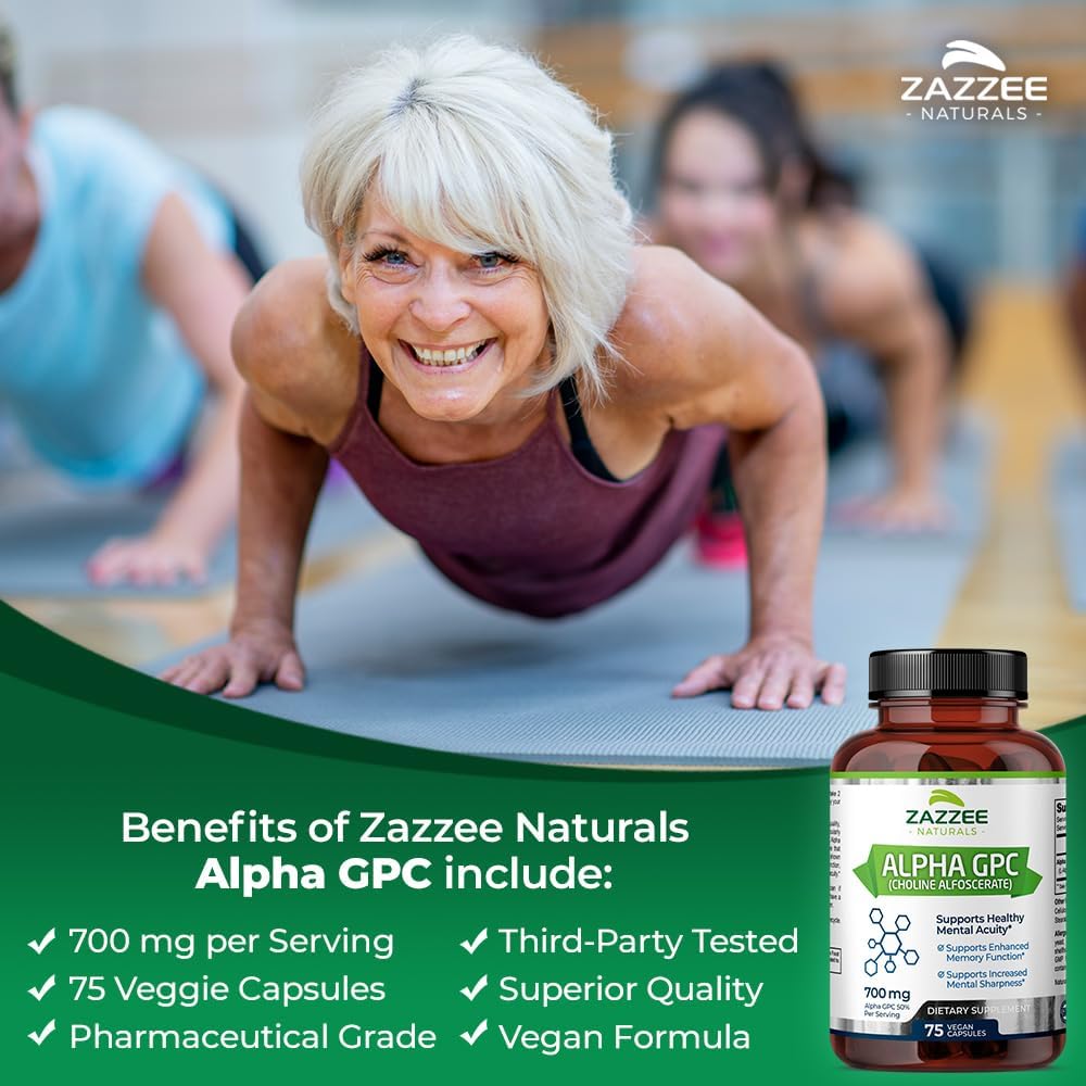 Alpha GPC Choline 700mg, 100% Puro, Vegano, Grado Farmacéutico