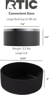Bowl para perros RTIC, acero inoxidable, portátil y Negro