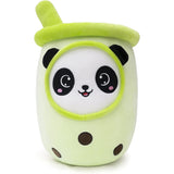 Peluche Boba con cara de panda color crema verde con pajita