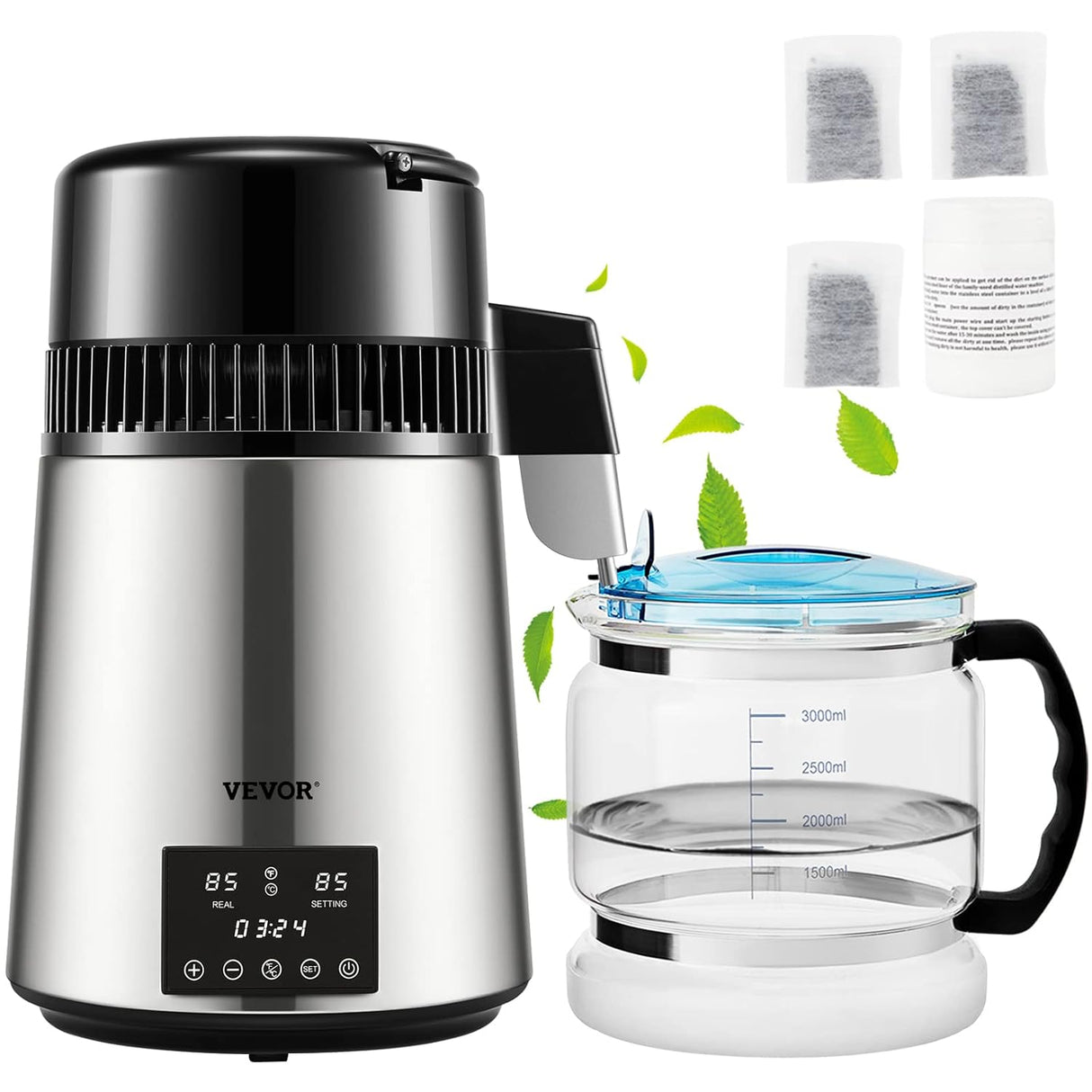 Destilador de Agua de Acero Inoxidable con Pantalla Dual