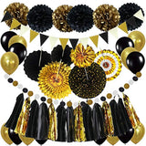 Decoraciones en negro y dorado,para fiesta. Marca Pyle