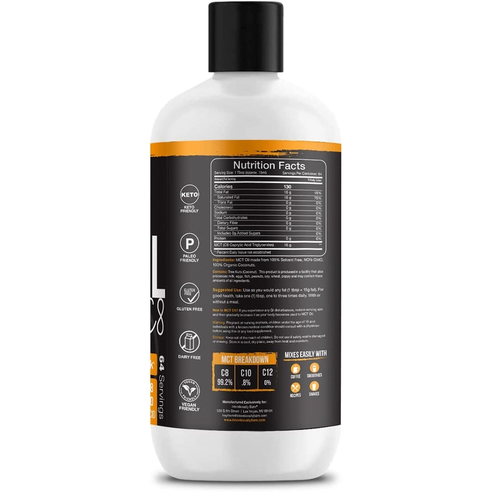 Suplementos Aceite MCT orgánico puro C8 - Keto paleo
