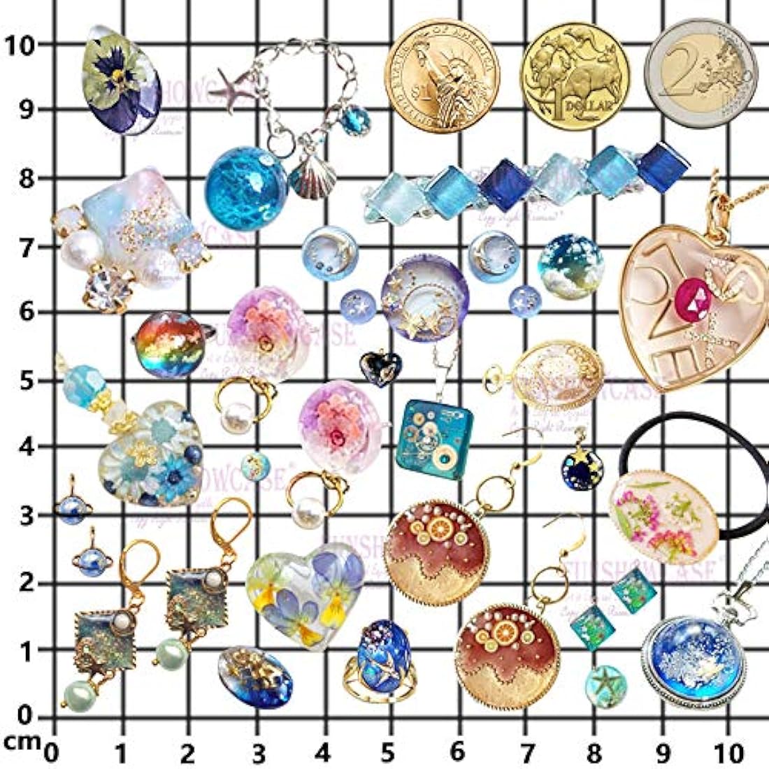 funshowcase molde de silicona para joyas cabujón, forma oval, gota, Corazón, Redondas, cuadrado, para arcilla polimérica, manualidades, resina epoxi, colgante aretes., Silicona, Aleatorio, S