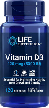 Vitamina D3 5000 IU Life Extension 120 Softgels 125mcg