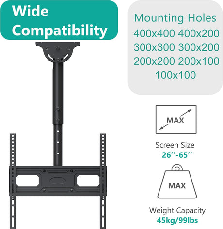 WALI Soporte de techo para TV montaje ajustable