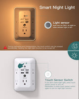 Protector de Sobretensión con USB Addtam 5 Tomas y Luz Nocturna