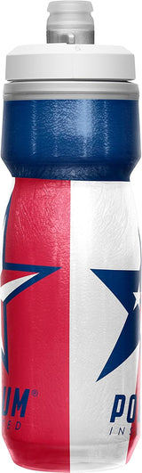 CamelBak Podium Chill Botella de agua aislada para bicicleta, botella fácil de apretar, se adapta a la mayoría de jaulas de bicicleta, 21 onzas, Texas
