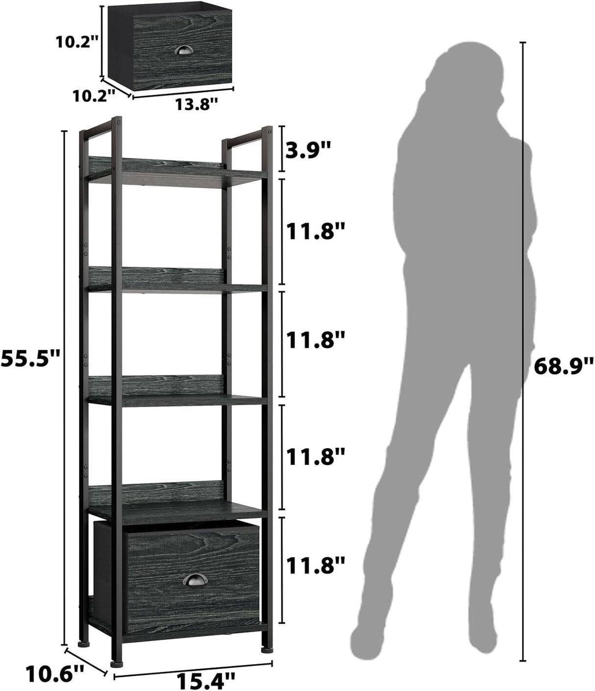 Estantería Furologee 5 Niveles con Cajón, Rack de Cocina