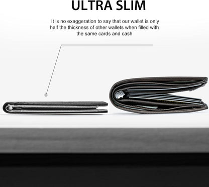 Billetera Slim GSOIAX para Hombre, RFID, Cuero, Bifold