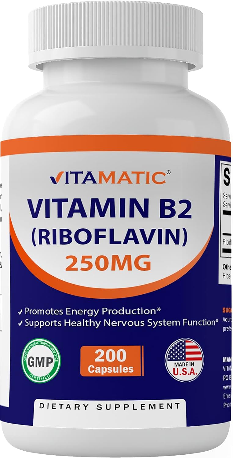 Suplemento Vitamina B2 (riboflavina) 250 mg 200 cápsulas
