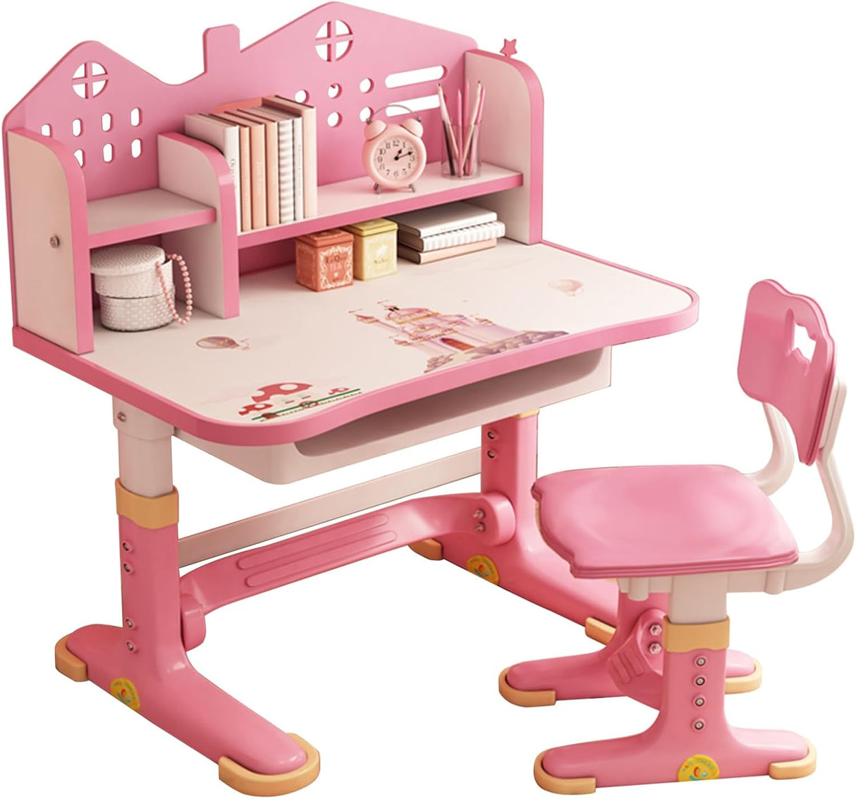 Set de Escritorio para Niños, Ajustable con Respaldo de Castillo