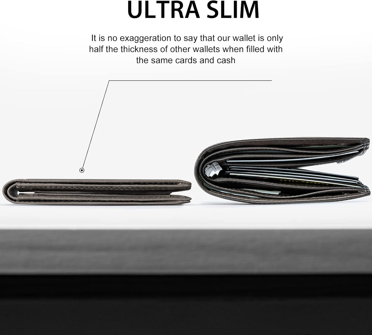 Billetera Slim GSOIAX para hombres, RFID, cuero genuino, bifold