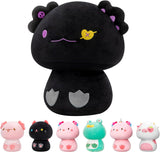 Peluche de hongos linda almohada de peluche de axolote negro