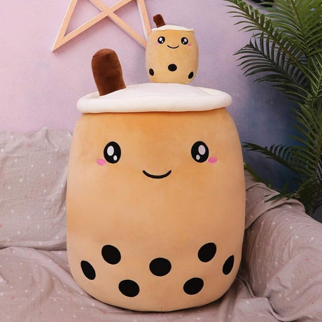 Peluche de almohada con forma de taza marrón