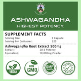Suplementos de Ashwagandha XTRAKT, 120 cápsulas veganas
