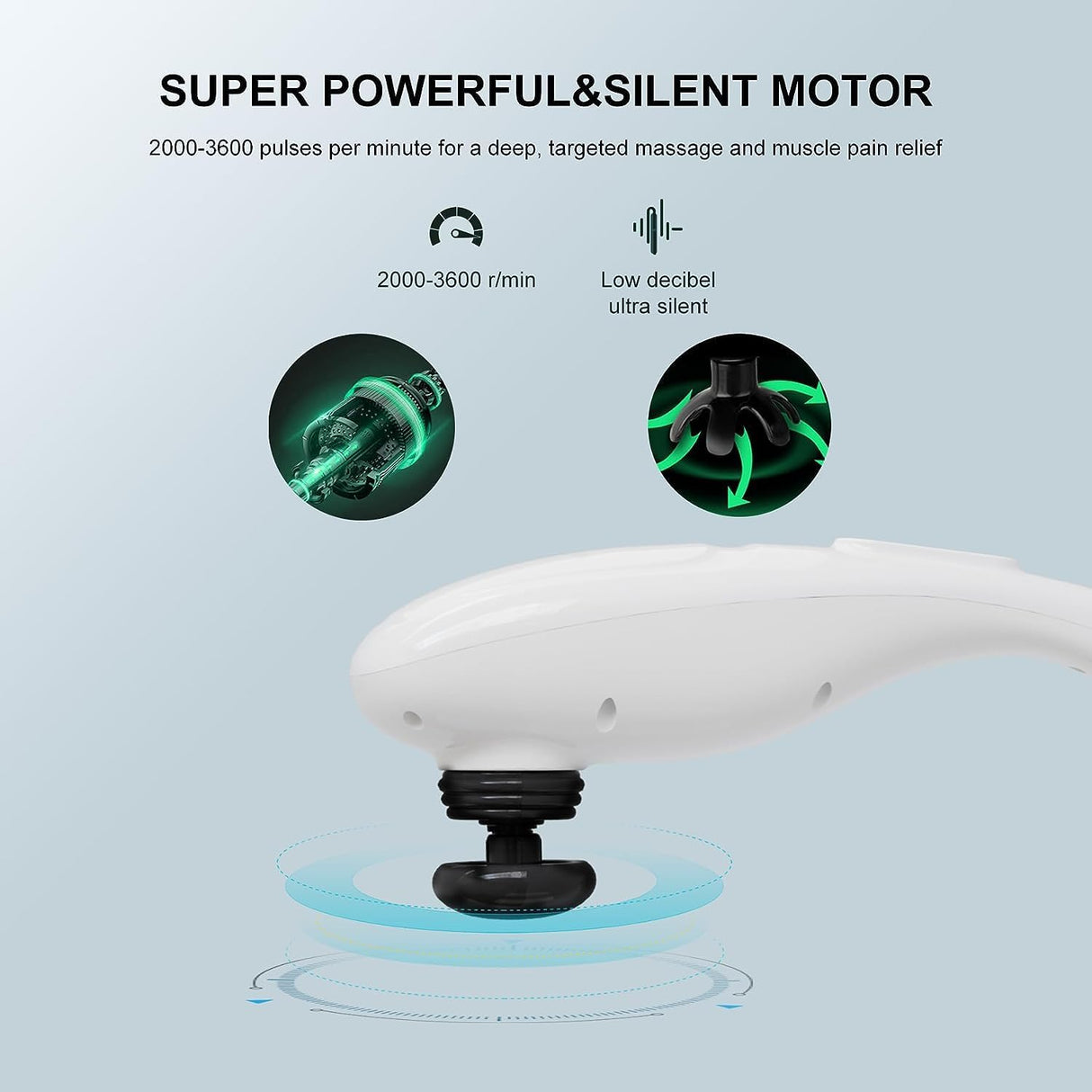 Masajeador Cordless MEGAWISE, 5 velocidades, 7 nodos, 3200mAh