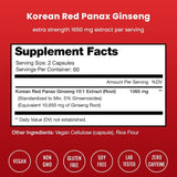 Suplemento Panax Ginseng rojo coreano 120 cápsulas veganas