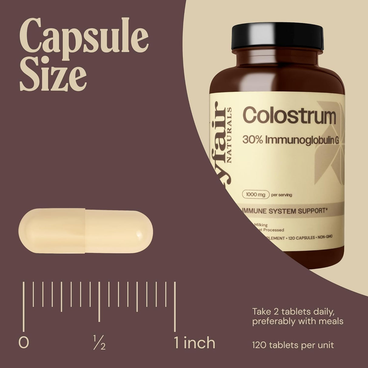 Suplemento de Calostro 1000mg, 120 Cápsulas, Inmunidad