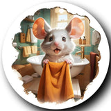 Sticker 3D Ratón en Baño, Pack de 2, Tamaño 4 pulgadas