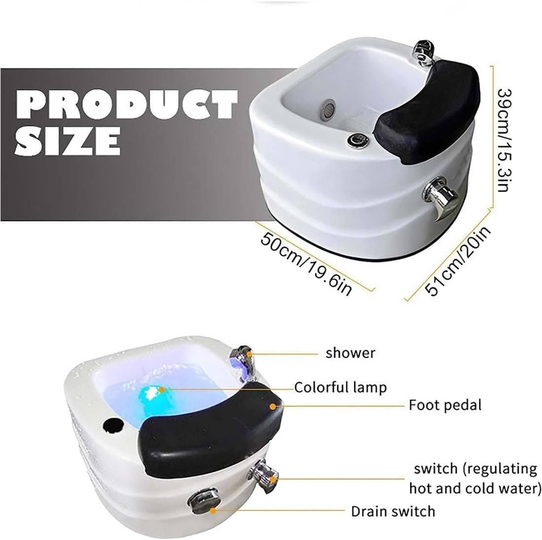 Bañera portátil de pedicura para pies, cuenco de pedicura