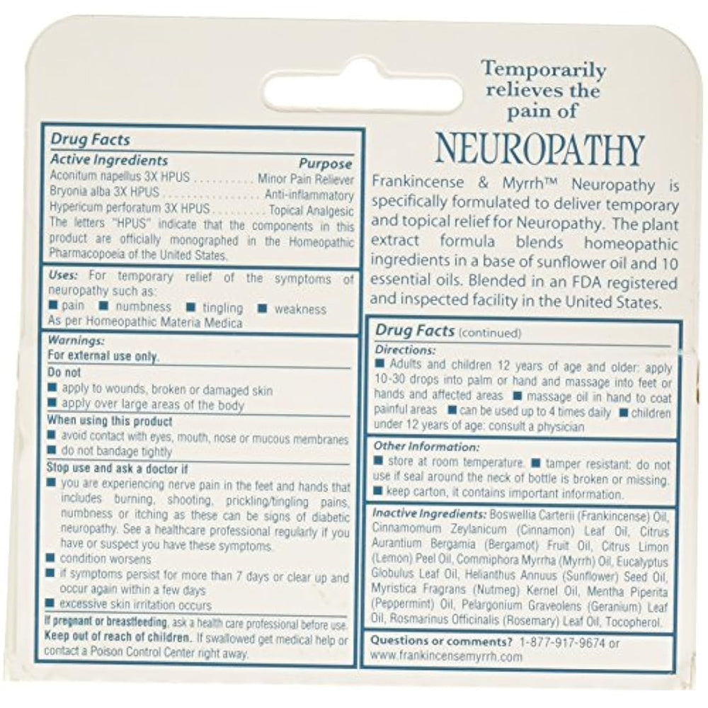 Aceite de frotamiento de neuropatía de incienso y mirra