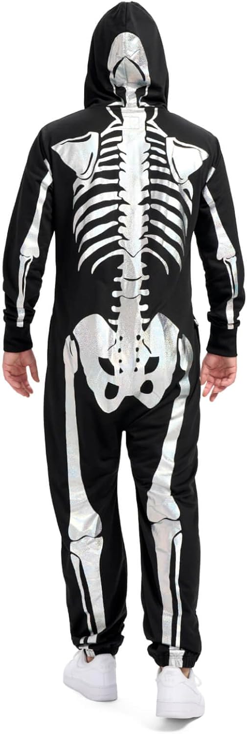 Disfraz de esqueleto Tipsy Elves, cómodos, con máscara y cremallera