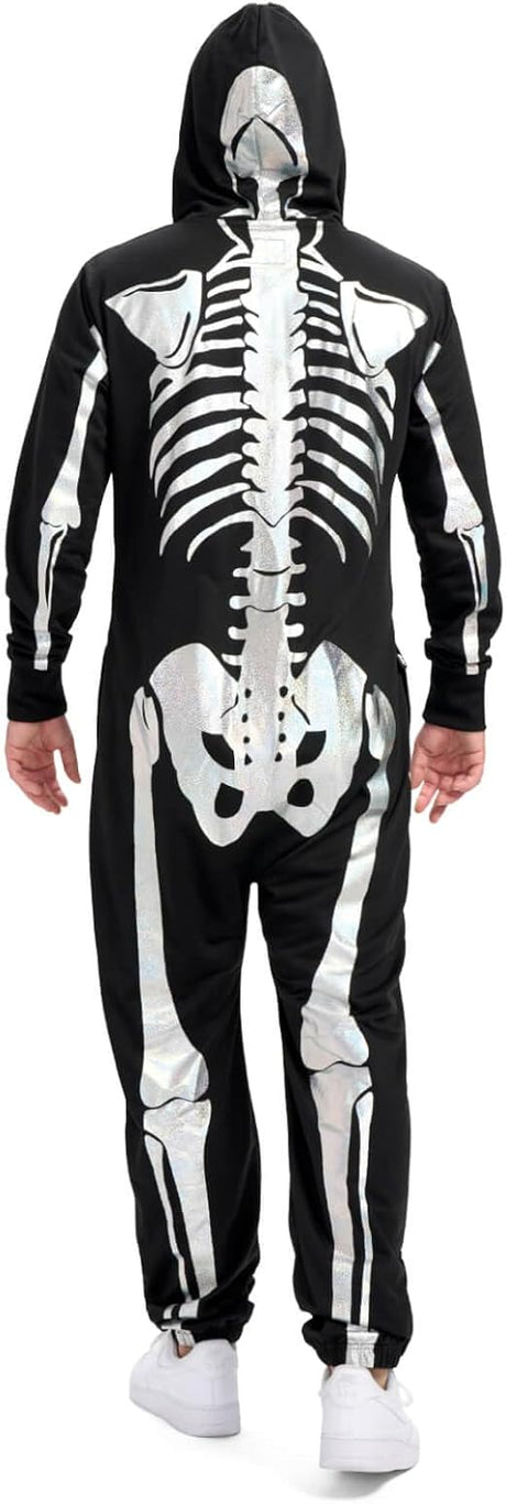 Disfraz de esqueleto Tipsy Elves, cómodos, con máscara y cremallera