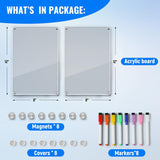 Tablero Magnético Acrílico 12''x8'' para Refrigerador, 2 Pack