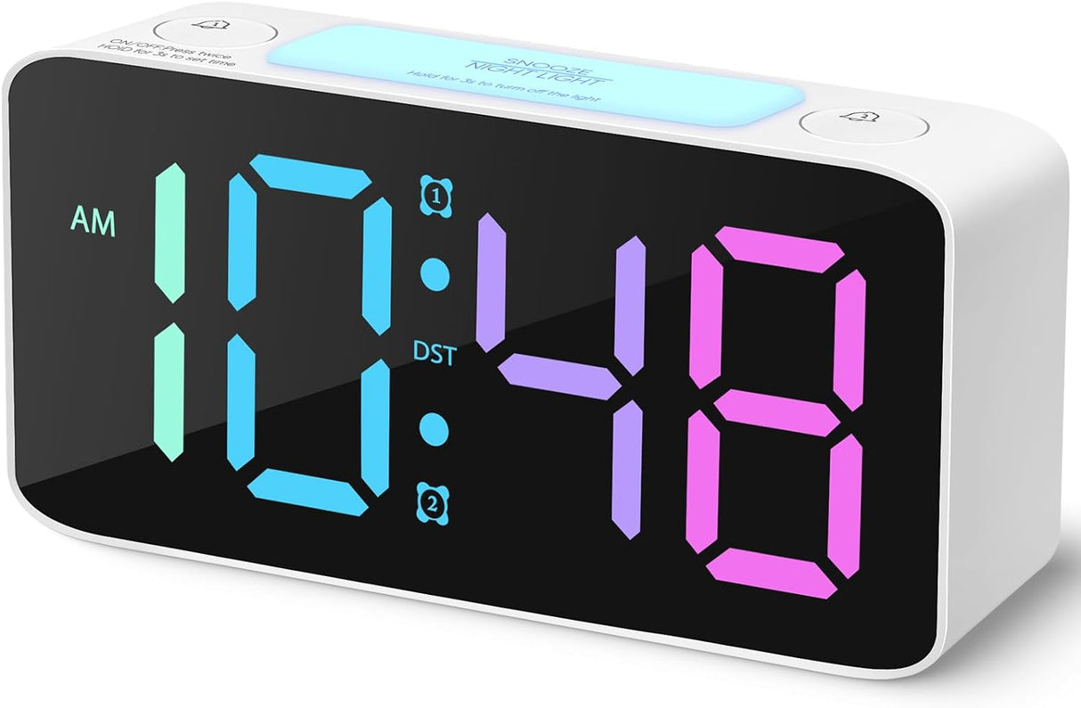 Reloj Despertador Súper Ruidoso con Luz Nocturna y USB