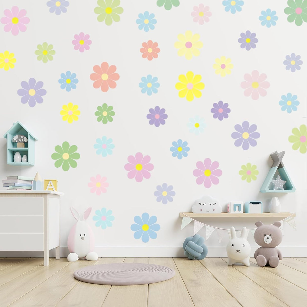 32 Pcs Pegatinas de Flores para Pared - Decoración Infantil