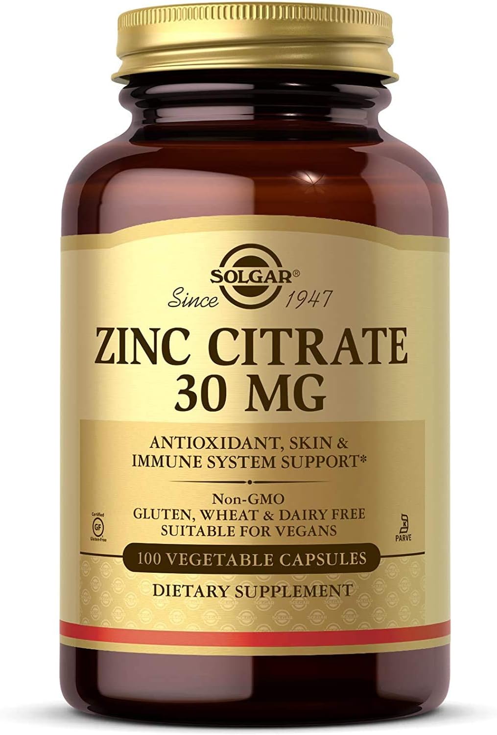 Suplementos Solgar Citrato de zinc 30 mg, 100 und vegetales