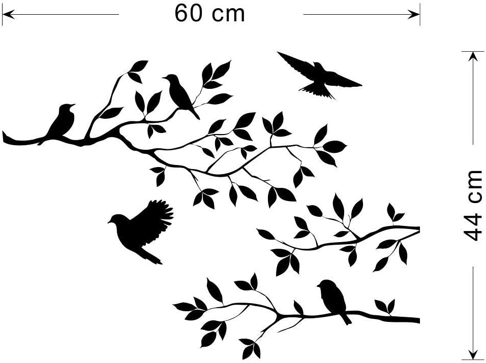 BIBITIME Vinilo adhesivo de pared de pájaro de árbol