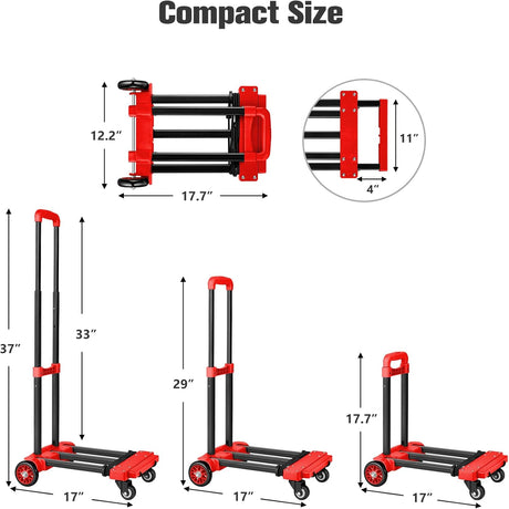 Carretilla Plegable KEDSUM 290 lbs, Ligera y Resistente, Modelo 2023