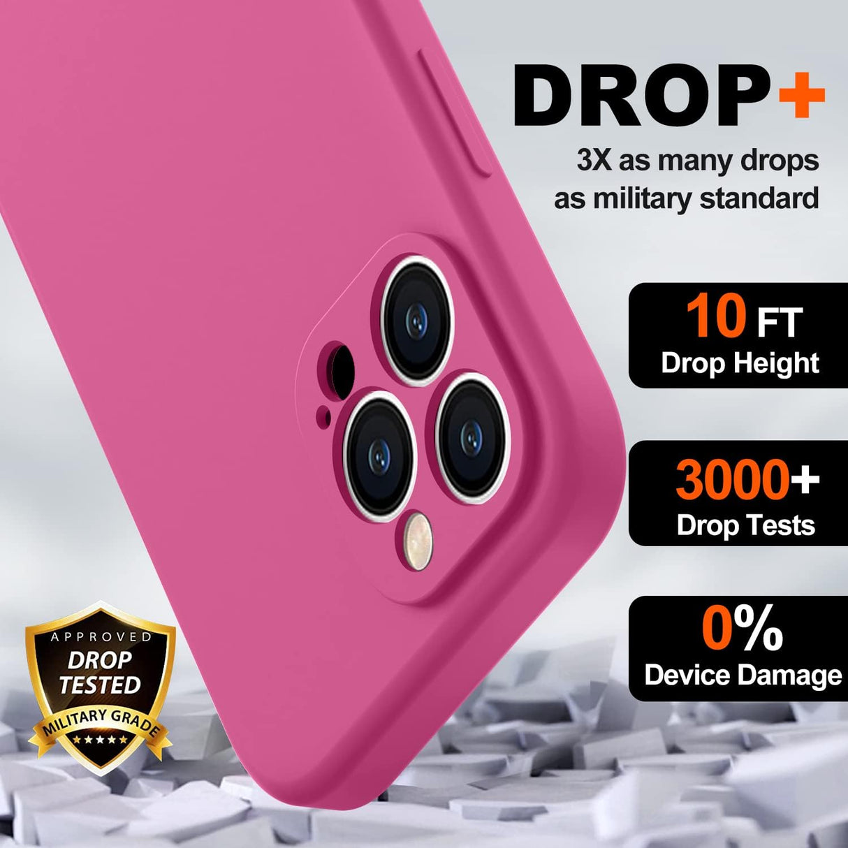 BossKiss Funda compatible con iPhone 13 Pro Max, funda de silicona líquida de alta calidad [tacto aterciopelado] [2 protectores de pantalla de vidrio templado 9H], funda de kit de protección completa a prueba de golpes, Pitaya