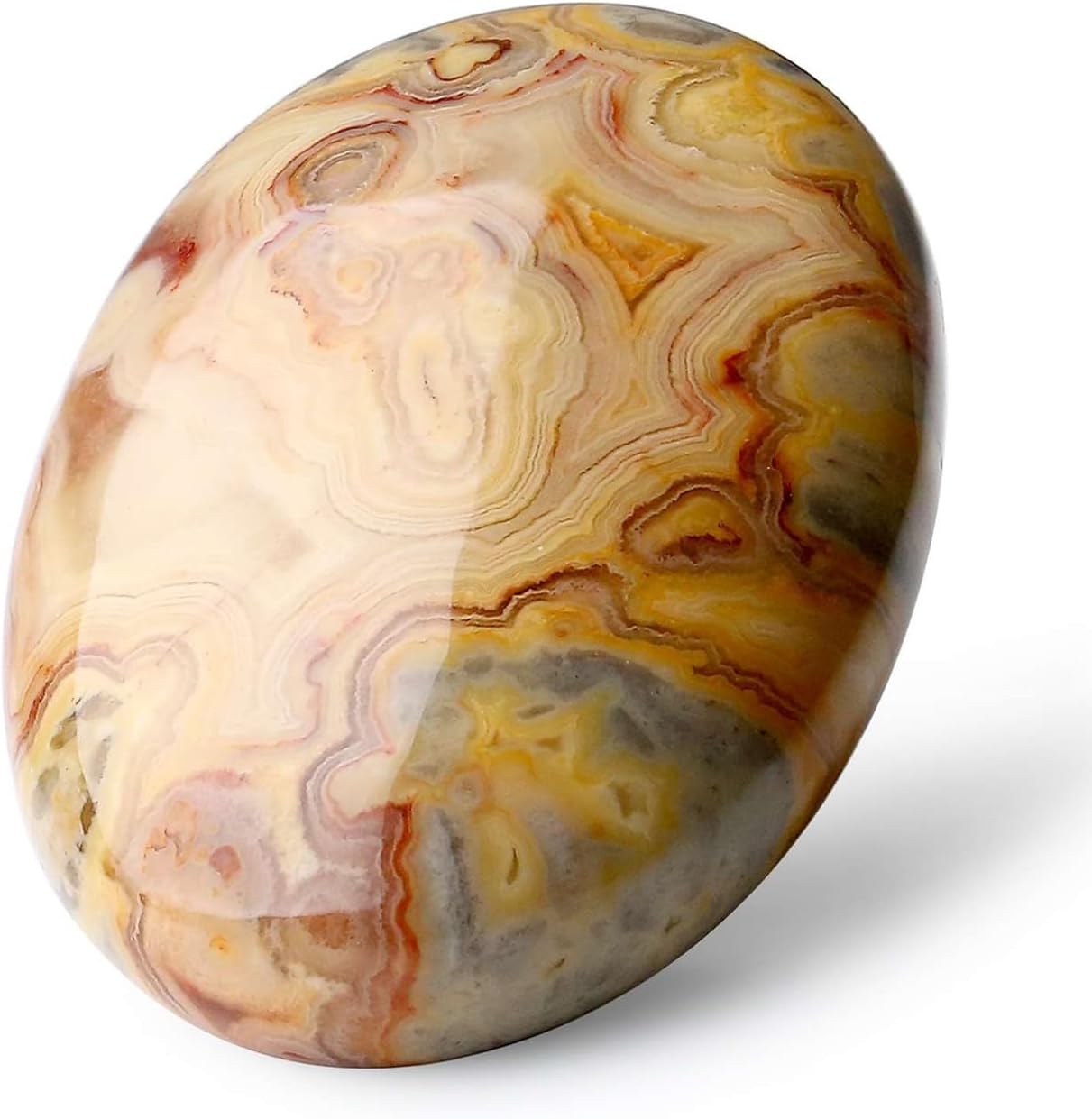Piedra de Palma de Ágata Crazy Lace Amarilla 2.4" Energética