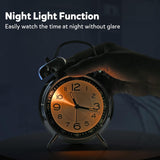 Reloj despertador analógico para adultos, silente y retro