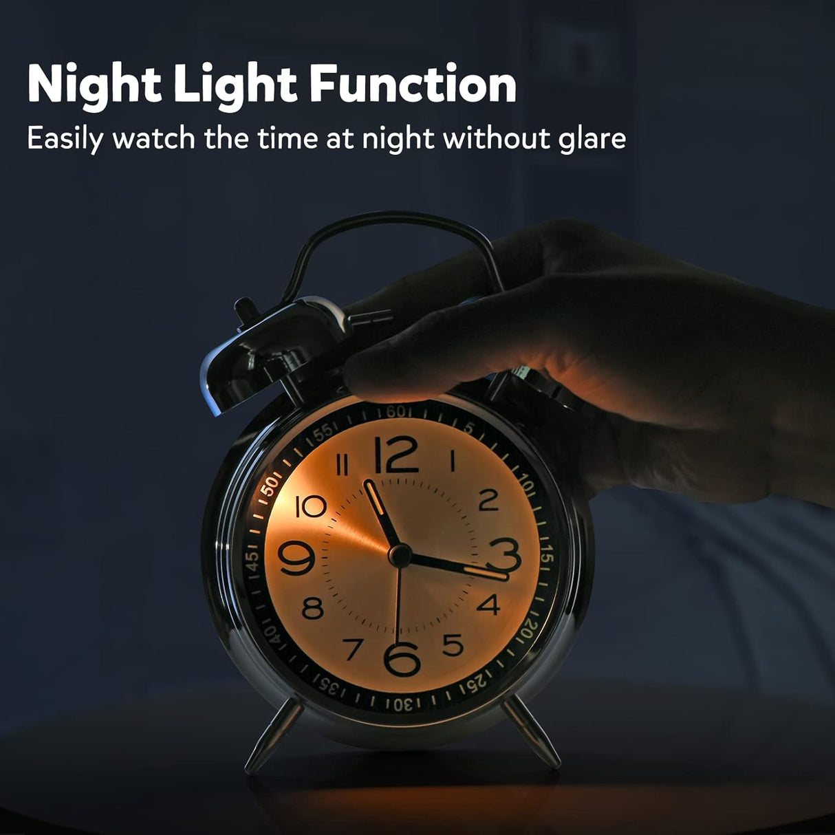 Reloj despertador analógico para adultos, silencioso y retro