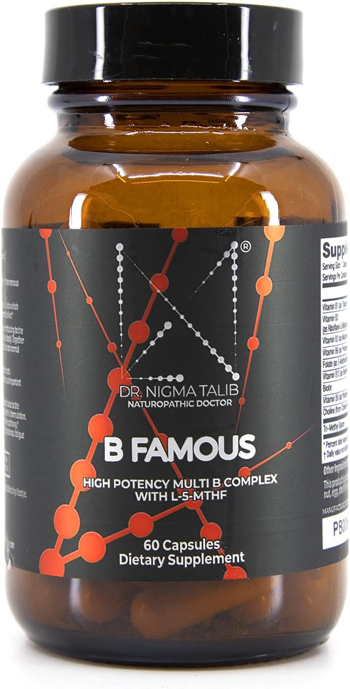 B Famous Complejo B de Alta Potencia con L-5-MTHF para Sistema Nervioso y Piel - 60 Cápsulas