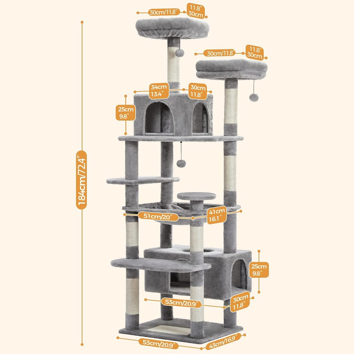 Árbol para Gatos PAWZ Road 72 con Rascadores y Condos