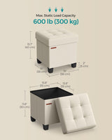 Ottomán de almacenamiento, reposapiés, carga 660 lb, ULSF014W01