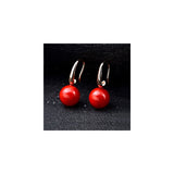 Aretes de perlas de imitación color rojo para mujeres