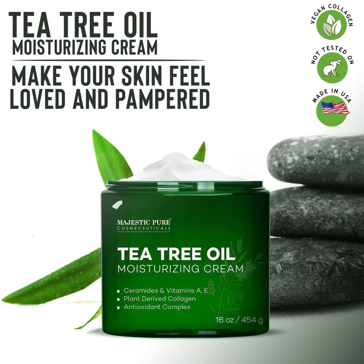 Crema hidratante facial de aceite de árbol de té MAJESTIC
