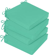 Basic Beyond Cojines para sillas de exterior para muebles de patio, impermeables, juego de 4 cojines de asiento de exterior de 19 x 19 pulgadas, cojines para sillas de patio con lazos y asa, turquesa