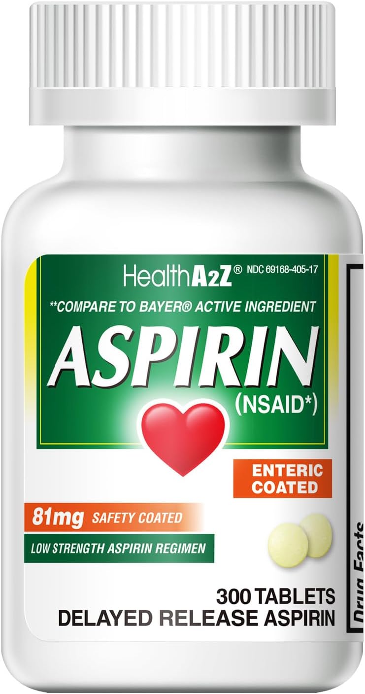 Aspirina 81 mg HealthA2Z® Coated 300 cápsulas