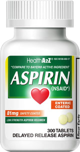 Aspirina 81 mg HealthA2Z® Coated 300 cápsulas