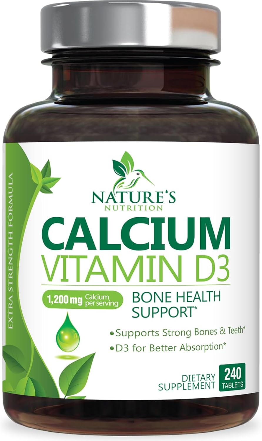 Suplemento Calcio 1200 mg más vitamina D3 salud ósea 240 u