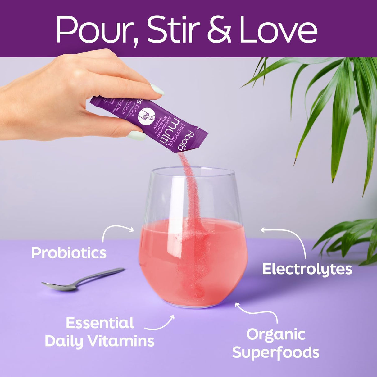 Root'd Multivitamin Prenatal en Polvo - 25 vitaminas, minerales y electrolitos, 30 sobres