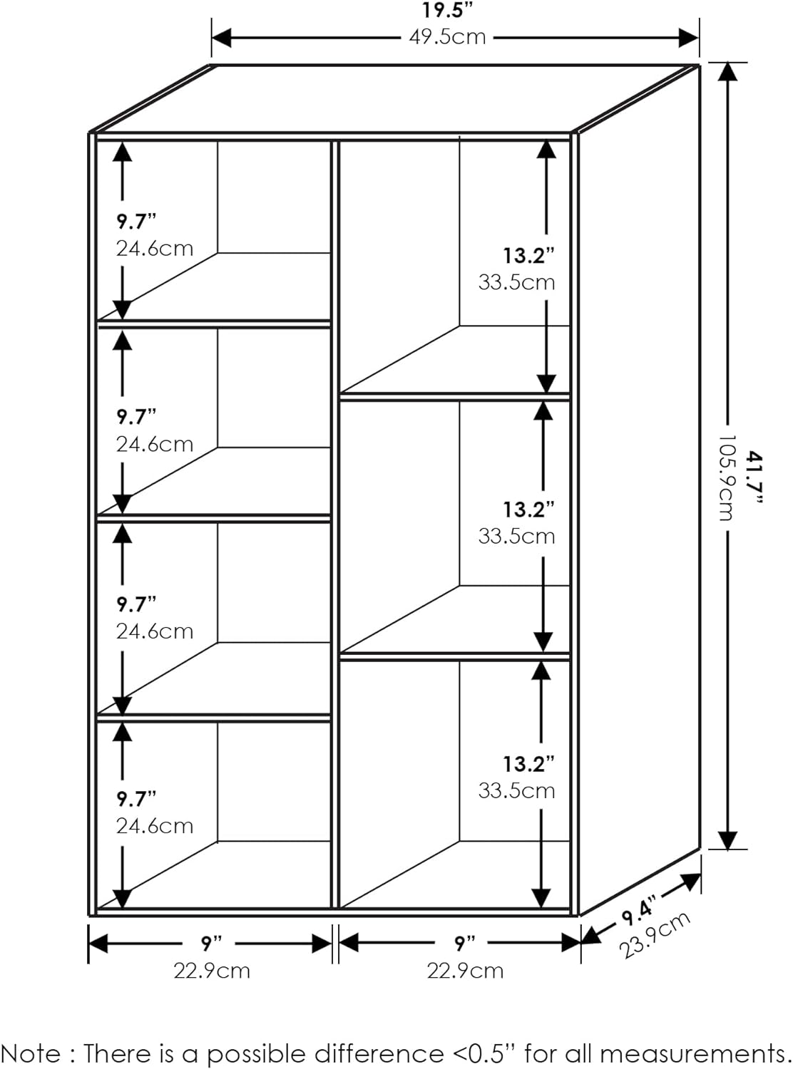 Estantería reversible 7 cubos, modelo 11048WH/PI